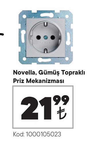 Viko Novella Gümüş Topraklı Priz Mekanizması image