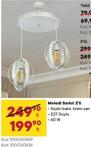 Melodi Sarkıt 2'li E27 60 W image