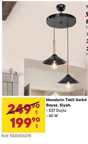 Mandarin Tekli Sarkıt E27 Duylu 60 W image