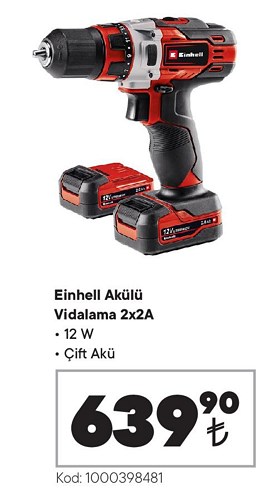 Einhell Akülü Vidalama 2x2A 12 W Çift AKü image