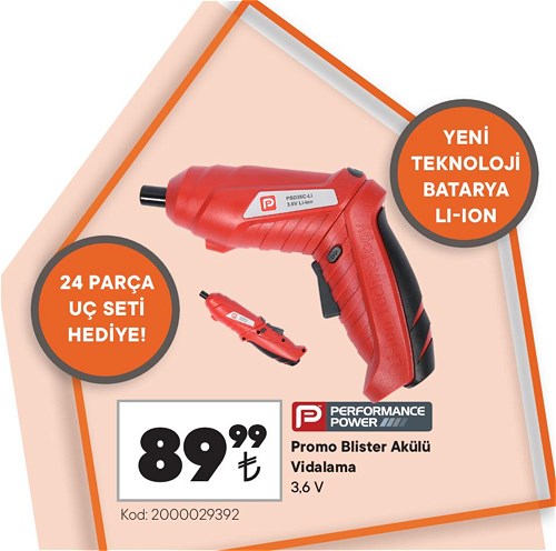 Performance Power Promo Blister Akülü Vidalama 3,6 V - 24 Parça Uç Seti Hediye image