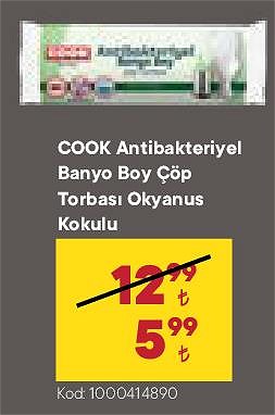 Cook Antibakteriyel Banyo Boy Çöp Torbası Okyanus Kokulu image