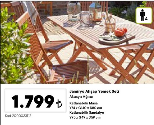 Jamiryo Ahşap Yemek Seti 4 Kişilik image