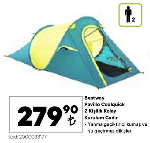 Bestway Pavillo Coolquick 2 Kişilik Kolay Kurulum Çadır image