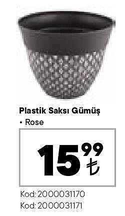 Plastik Saksı Gümüş Rose image