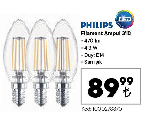 Philips Filament Ampul 3'lü image