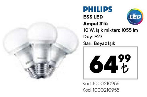 Philips ESS Led Ampul 3'lü 10 W image