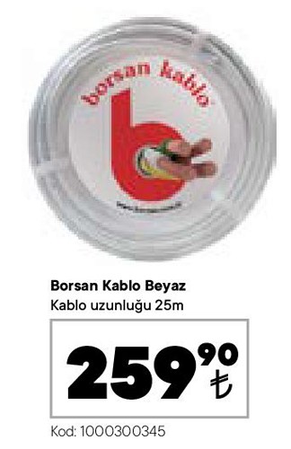 Borsan Kablo Beyaz 25 m image