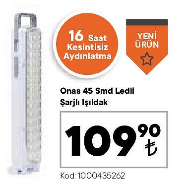 Onas 45 Smd Ledli Şarjlı Işıldak image