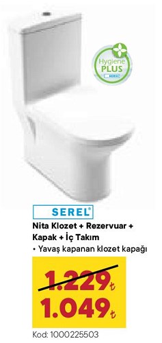 Serel Nita Klozet+Rezervuar+Kapak+İç Takım image