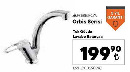 Arbeka Orbis Tek Gövde Lavabo Bataryası  image