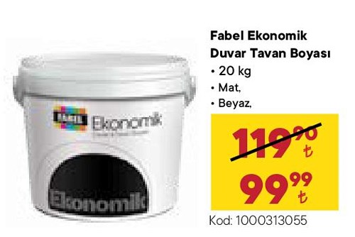 Fabel Ekonomik Duvar Tavan Boyası 20 kg Mat Beyaz image