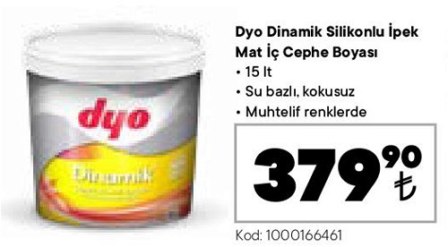 Dyo Dinamik Silikonlu İpek Mat İç Cephe Boyası 15 l image