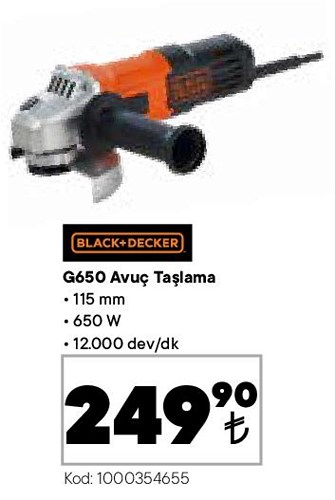 Black+Decker G650 Avuç Taşlama 650 W image
