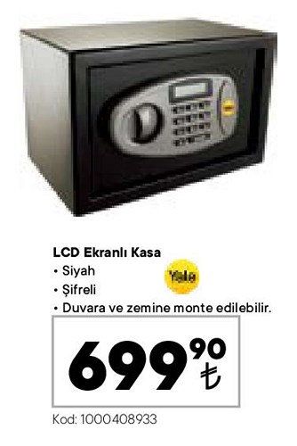 Yale LCD Ekranlı Kasa siyah şifreli image