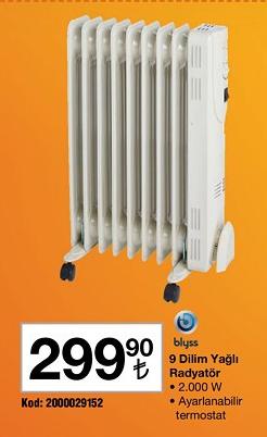 Blyss 9 Dilim Yağlı Radyatör 2.000 W image