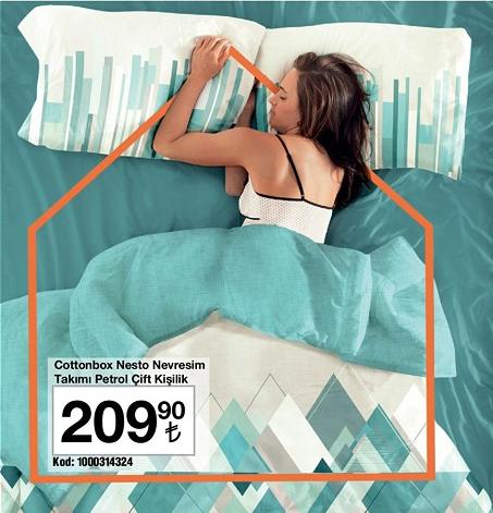 Cottonbox Nesto Nevresim Takımı Petrol Çift Kişilik image