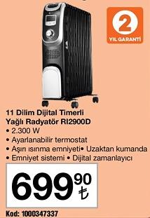 11 Dilim Dijital Timerli Yağlı Radyatör RI2900D image