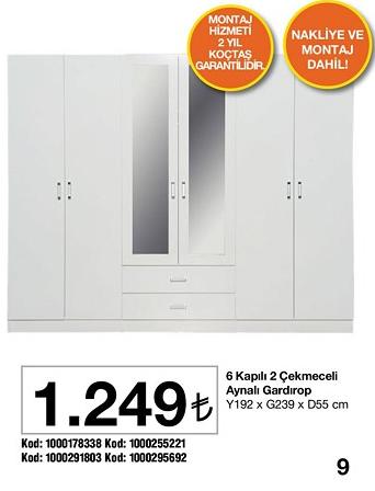 6 Kapılı 2 Çekmeceli Aynalı Gardırop Y192 x G239 x D55 cm image