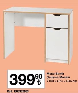 Meşe Bantlı Çalışma Masası Y100 x G74 x D46 cm image