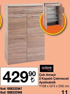 Adore Çok Amaçlı 2 Kapaklı Çekmeceli Ayakkabılık Y108 x G73 x D35 cm image