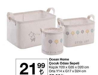 Ocean Home Çocuk Odası Sepeti Küçük Y20 x G35 x D20 cm image