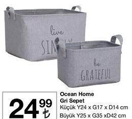Ocean Home Gri Sepet Küçük Y24 x G17 x D14 cm image