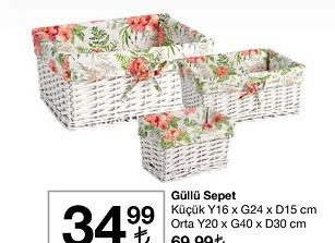 Güllü Sepet Küçük Y16 x G24 x D15 cm image