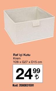 Raf İçi Kutu Krem Y28 x G27 x D15 cm image