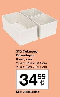3'lü Çekmece Düzenleyici Y14 x G14 x D11 cm Y14 x G28 x D11 cm image