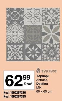 Yurtbay Seramik Topkapı Antrasit Destina Mix 60 x 60 cm m² image