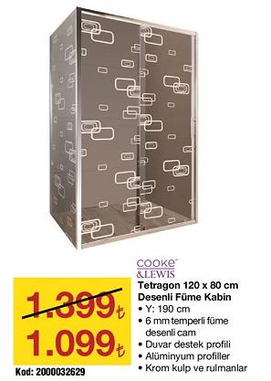 Cooke&Lewis Tetragon 120 x 80 cm Desenli Füme Kabin image