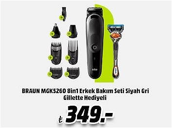 Braun MGK5260 8in1 Erkek Bakım Seti Siyah Gri Gillette Hediyeli image