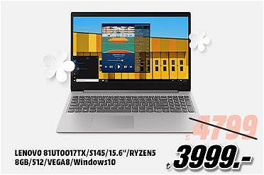 Lenovo 81UT0017TX/S145/15.6" RYZEN5/8GB/512/Vega8 Windows10 Laptop image