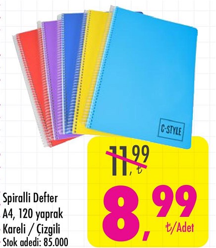 Spiralli Defter A4 120 Yaprak image