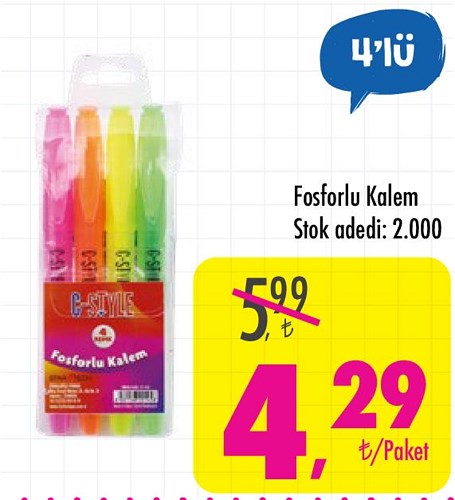 Fosforlu Kalem 4'lü image