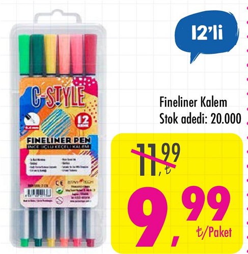 Fineliner Kalem 12'li image