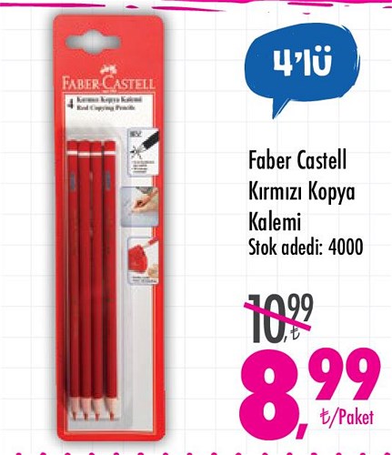 Faber Castell Kırmızı Kopya Kalemi 4'lü image
