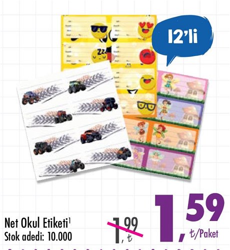 Net Okul Etiketi 12'li image