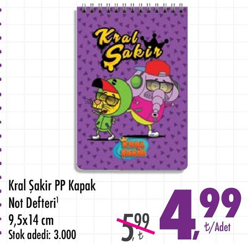 Kral Şakir PP Kapak Not Defteri 9,5x14 cm image