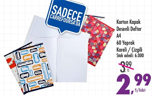 Karton Kapak Desenli Defter A4 60 Yaprak image
