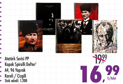 Atatürk Serisi PP Kapak Spiralli Defter A4 96 Yaprak image