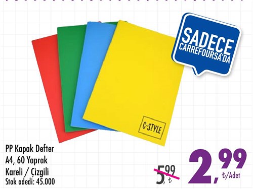 PP Kapak Defter A4 60 Yaprak image