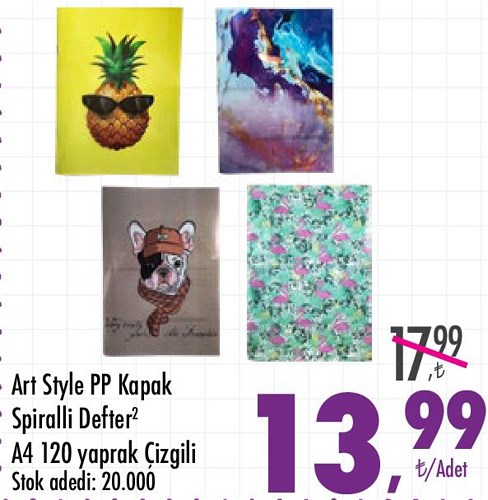 Art Style PP Kapak Spiralli Defter A4 120 Yaprak Çizgili image