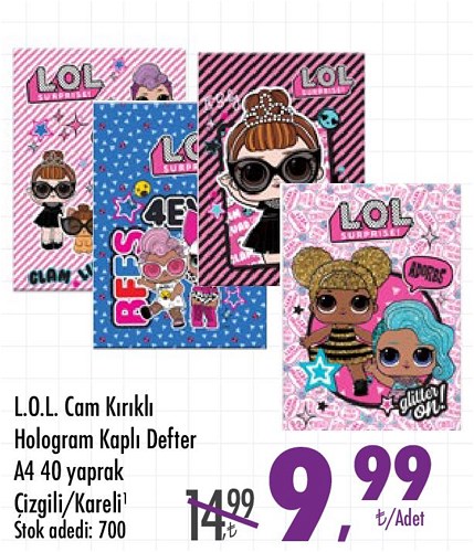 L.O.L Cam Kırıklı Hologram Kaplı Defter A4 40 Yaprak image