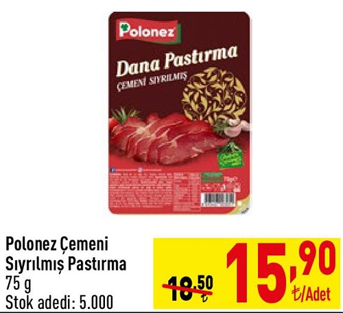 Polonez Çemeni Sıyrılmış Pastırma 75 g image