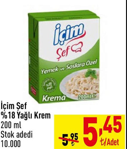 İçim Şef %18 Yağlı Krem 200 ml image