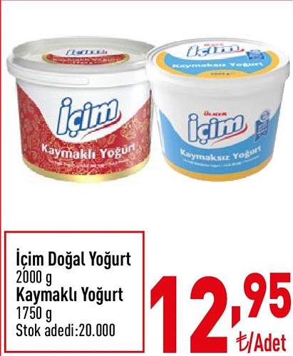 İçim Doğal Yoğurt 2000 g / Kaymaklı Yoğurt 1750 g image