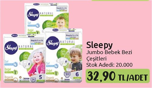 Sleepy Jumbo Bebek Bezi Çeşitleri/Adet image