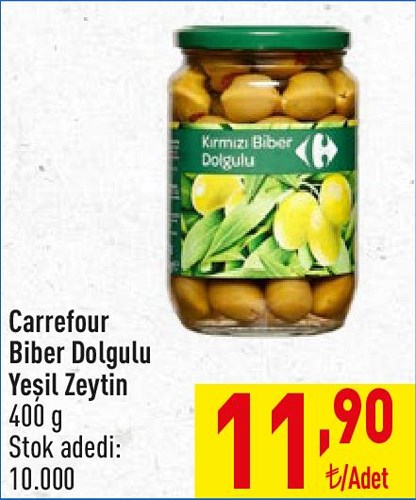 Carrefour Biber Dolgulu Yeşil Zeytin 400 g image